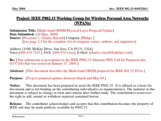 Project: IEEE P802.15 Working Group for Wireless Personal Area Networks (WPANs)