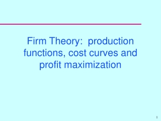 Firm Theory:  production functions, cost curves and profit maximization