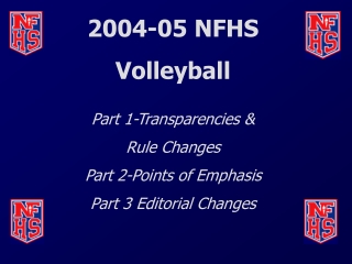 2004-05 NFHS  Volleyball Part 1-Transparencies &amp;  Rule Changes Part 2-Points of Emphasis