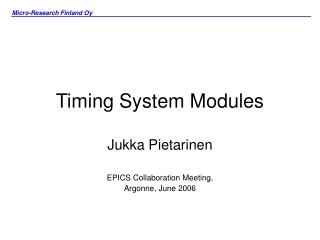 Timing System Modules