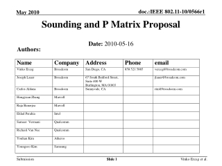 Sounding and P Matrix Proposal