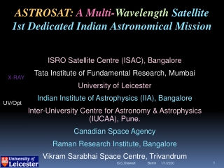 ASTROSAT:  A Multi- Wavelength  Satellite 1st Dedicated Indian Astronomical Mission