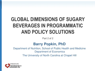 Global Dimensions of Sugary Beverages in Programmatic and Policy Solutions