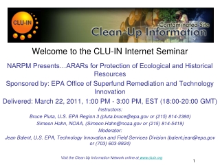 Welcome to the CLU-IN Internet Seminar