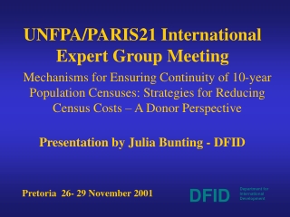 UNFPA/PARIS21 International Expert Group Meeting