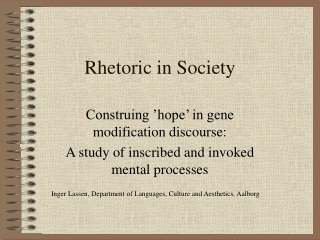 Rhetoric in Society