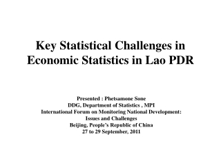 Key Statistical Challenges in Economic Statistics in Lao PDR