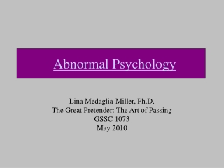 Abnormal Psychology