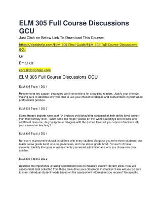 ELM 305 Full Course Discussions GCU