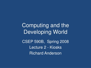 Computing and the Developing World