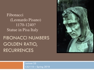 Fibonacci numbers Golden Ratio,  recurrences