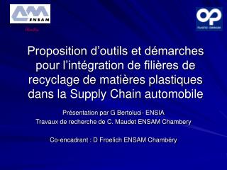 Proposition d’outils et démarches pour l’intégration de filières de recyclage de matières plastiques dans la Supply Chai