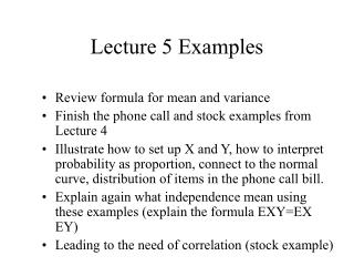 Lecture 5 Examples