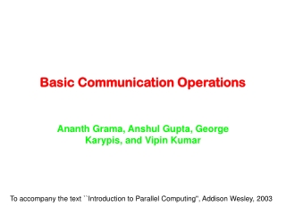 Basic Communication Operations