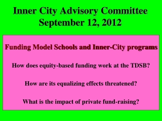 Inner City Advisory Committee September 12, 2012