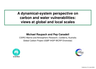 Michael Raupach and Pep Canadell CSIRO Marine and Atmospheric Research, Canberra, Australia