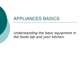 APPLIANCES BASICS