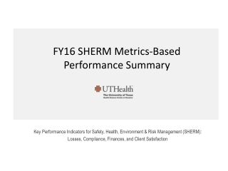 FY16 SHERM Metrics-Based  Performance Summary