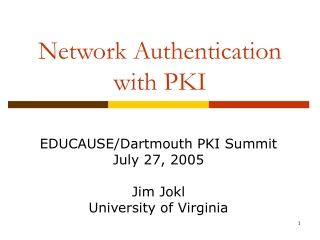 Network Authentication with PKI