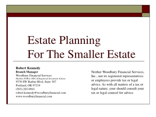 Estate Planning  For The Smaller Estate