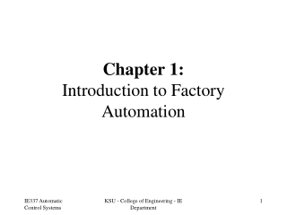 Chapter 1: Introduction to Factory Automation