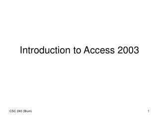 Introduction to Access 2003