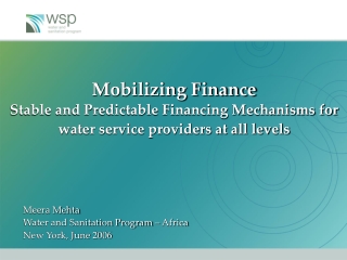 Meera Mehta  Water and Sanitation Program – Africa  New York, June 2006
