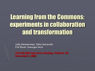 Learning from the Commons: experiments in collaboration and transformation