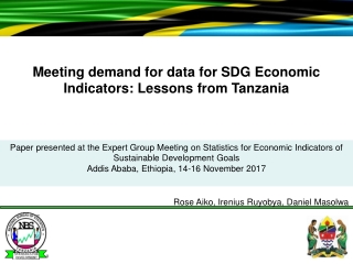 Meeting demand for data for SDG Economic Indicators: Lessons from Tanzania