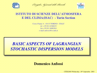 Consiglio Nazionale delle Ricerche ISTITUTO DI SCIENZE DELL’ATMOSFERA