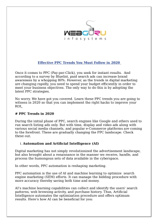 Effective PPC Trends You Must Follow in 2020