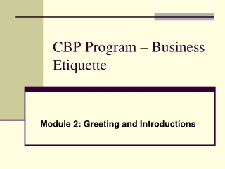 CBP Program – Business Etiquette