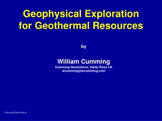 Geophysical Exploration  for Geothermal Resources