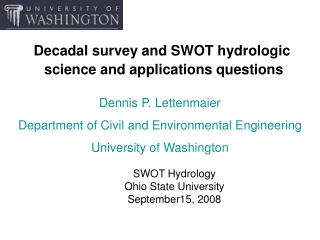 Decadal survey and SWOT hydrologic science and applications questions