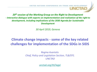 Climate change impacts - some of the key related challenges for implementation of the SDGs in SIDS