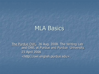 MLA Basics