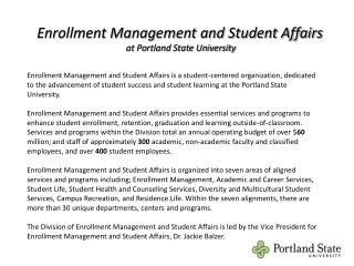 Enrollment Management and Student Affairs  at Portland State University