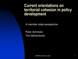 Current orientations on territorial cohesion in policy development