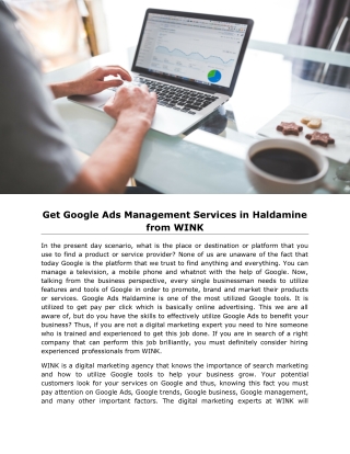 Get Google Ads Management Services in Haldamine from WINK