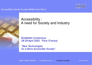Accessibility :  A need for Society and Industry
