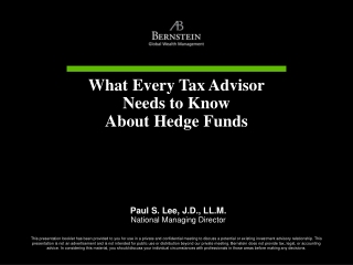 What Every Tax Advisor  Needs to Know About Hedge Funds