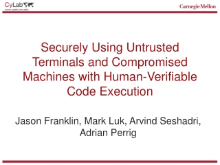 Securely Using Untrusted Terminals and Compromised Machines with Human-Verifiable Code Execution