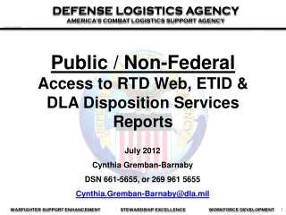 Public / Non-Federal Access to RTD Web, ETID &amp; DLA Disposition Services Reports