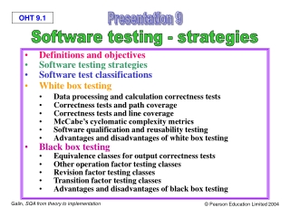 Definitions and objectives Software testing strategies Software test classifications