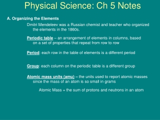 Physical Science: Ch 5 Notes