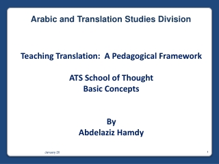 Teaching Translation:  A Pedagogical Framework ATS  School of  Thought Basic Concepts By