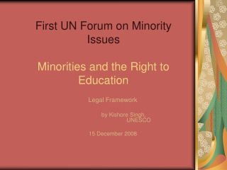 First UN Forum on Minority Issues Minorities  and the Right to Education