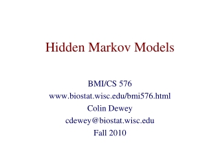 Hidden Markov Models