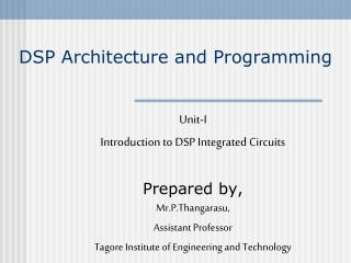 DSP Architecture and Programming