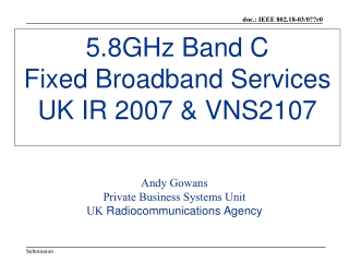 5.8GHz Band C  Fixed Broadband Services UK IR 2007 &amp; VNS2107